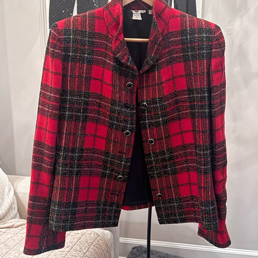 Vintage Emanuel Ungaro Red and Black Plaid Jacket